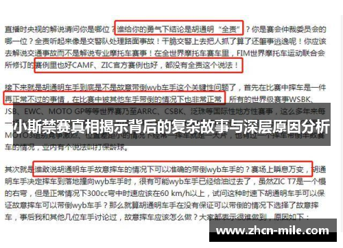 小斯禁赛真相揭示背后的复杂故事与深层原因分析